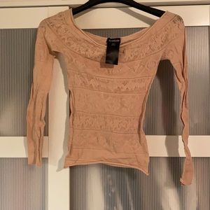 Bebe lace off the shoulder stretch long sleeve